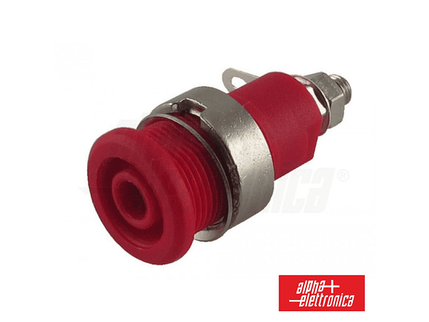 FICHA BANANA FÊMEA PAINEL TERMINAL 4MM VERMELHO ALPHA 1