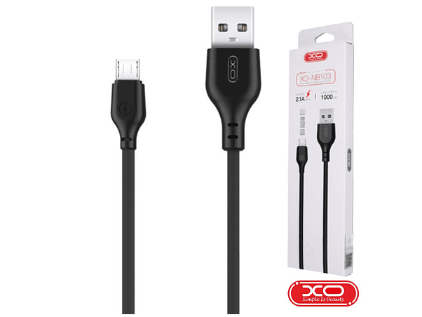 CABO USB-A 2.0 MACHO / MICRO USB-B 2.1A 1M PRETO XO 1