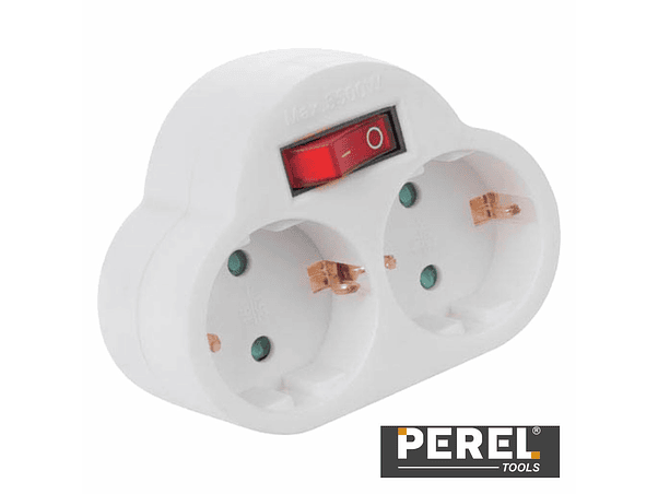 TOMADA ELÉTRICA COM 2 SAÍDAS INTERRUPTOR BRANCO PEREL 1