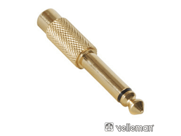 ADAPTADOR RCA FÊMEA PARA JACK 6.35MM MACHO MN DOURADO 1