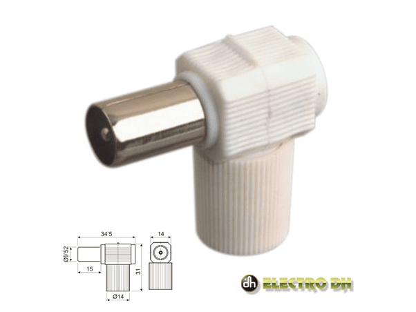 FICHA COAXIAL MACHO ANGULAR BRANCA EDH 1
