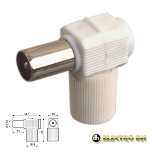 FICHA COAXIAL MACHO ANGULAR BRANCA EDH