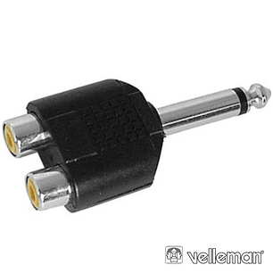 FICHA ADAPTADORA JACK 6.35MM MACHO MN / 2 RCA FÊMEA