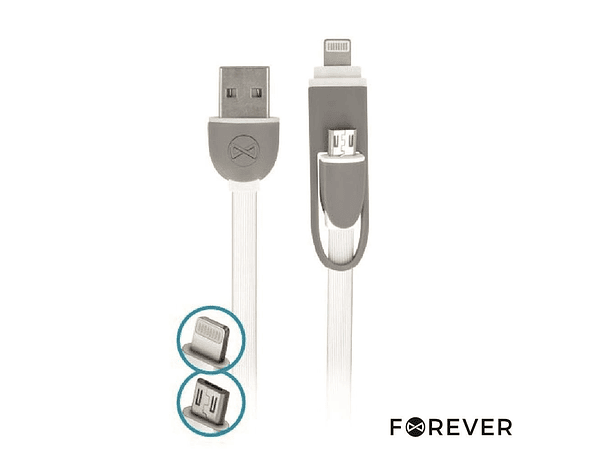 CABO USB-A 2.0 MACHO / MICRO USB-B E APPLE 8P 1M BRANCO 1
