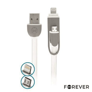 CABO USB-A 2.0 MACHO / MICRO USB-B E APPLE 8P 1M BRANCO