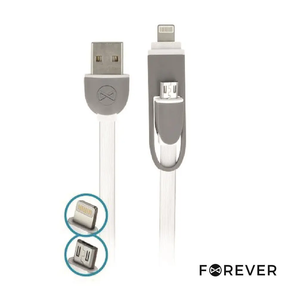 CABO USB-A 2.0 MACHO / MICRO USB-B E APPLE 8P 1M BRANCO 1