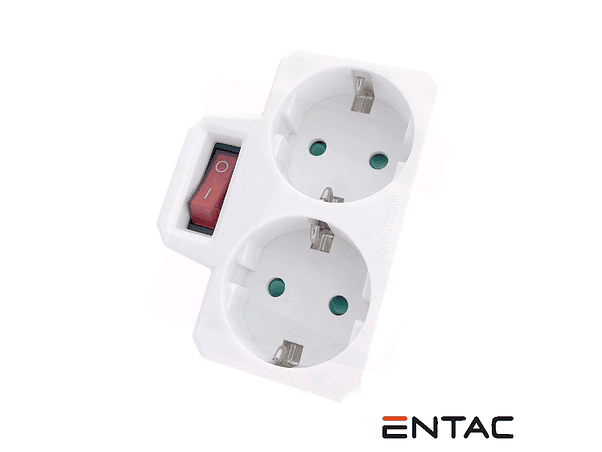TOMADA ELÉTRICA COM 2 SAÍDAS INTERRUPTOR BRANCO ENTAC 1