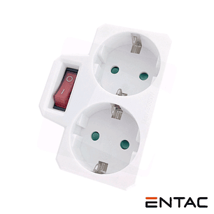 TOMADA ELÉTRICA COM 2 SAÍDAS INTERRUPTOR BRANCO ENTAC