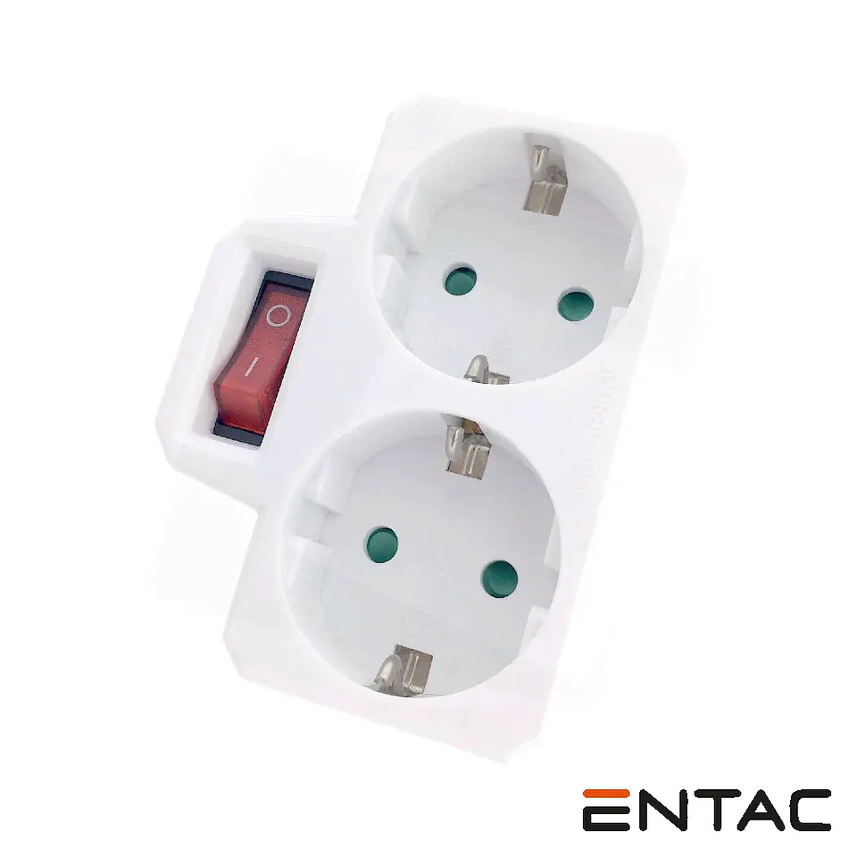 TOMADA ELÉTRICA COM 2 SAÍDAS INTERRUPTOR BRANCO ENTAC 1