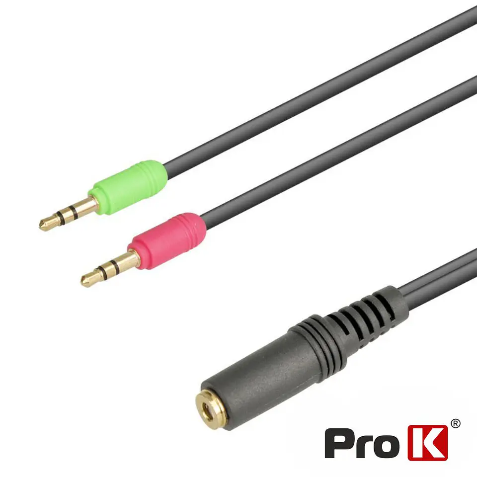 CABO JACK 3.5MM FEMEA 4P / 2 JACK 3.5MM MACHO STEREO 0.2M 1