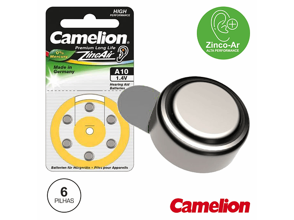 PILHA BOTÃO PR70 / A10 1.4V 90MA 6X BLISTER CAMELION 1
