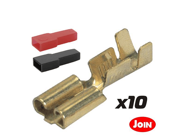 TERMINAL FASTON FÊMEA 6.35MM 10X COM CAPAS 1
