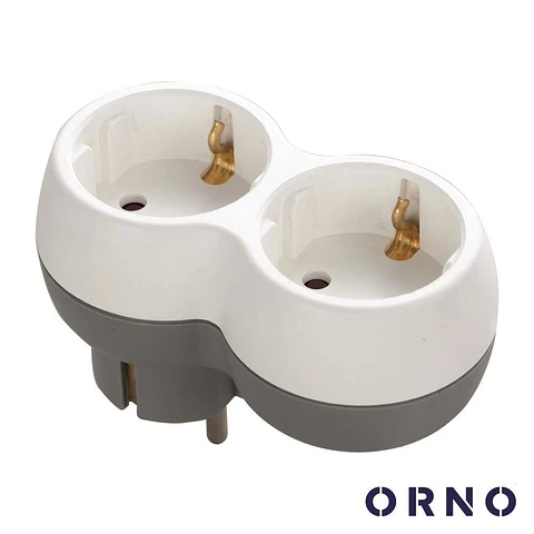 FICHA ELÉTRICA ADAPTADORA 2X SCHUKO BRANCO ORNO