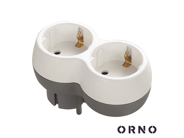 FICHA ELÉTRICA ADAPTADORA 2X SCHUKO BRANCO ORNO 1
