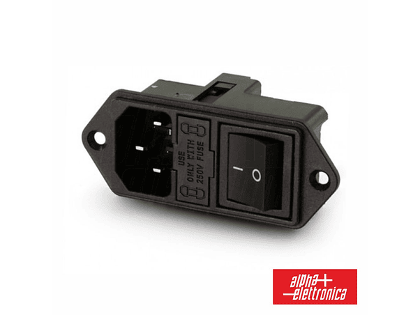FICHA ALIMENTAÇÃO IEC C14 MACHO PAINEL COM INTERRUPTOR ALPHA 1