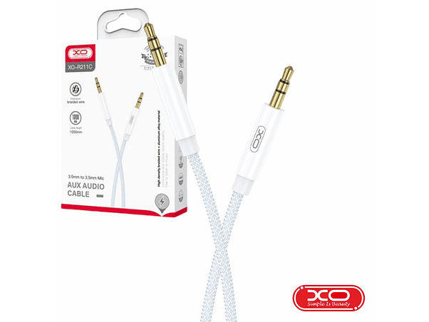 CABO JACK 3.5MM MACHO / JACK 3.5MM MACHO 1M BRANCO/AZUL XO 1