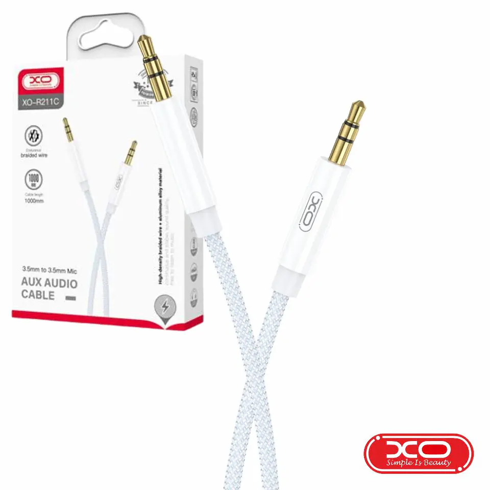 CABO JACK 3.5MM MACHO / JACK 3.5MM MACHO 1M BRANCO/AZUL XO 1