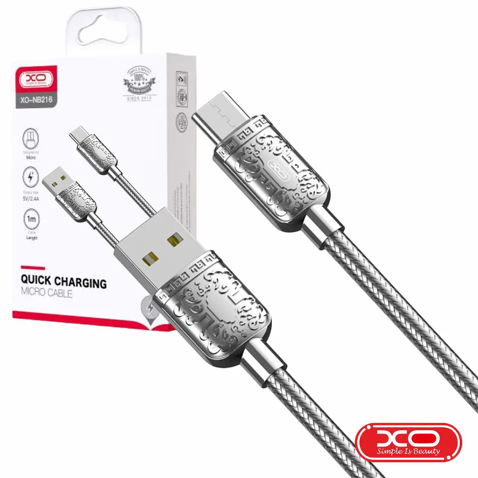 CABO USB-A 2.0 MACHO / USB-C 2.4A 1M PRATEADO XO 1