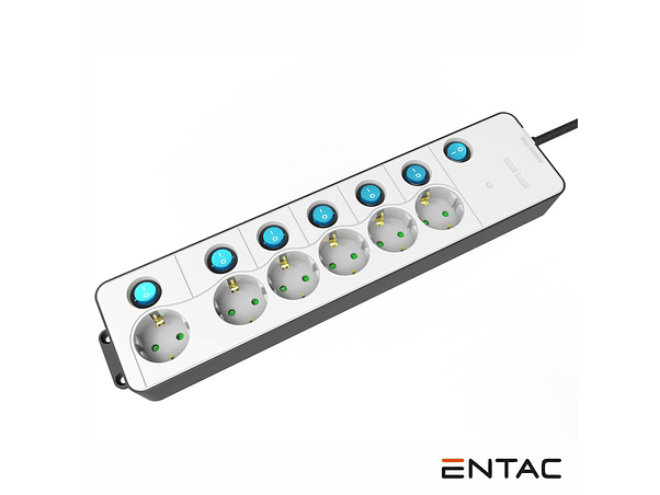 EXTENSÃO ELÉTRICA 6X SCHUKO COM INTERRUPTORES 1.5M ENTAC 1