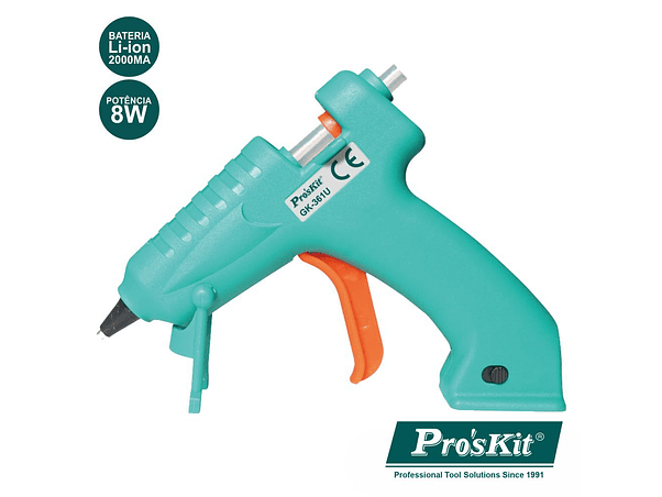 PISTOLA DE COLA QUENTE 8W COM BATERIA PROSKIT 1