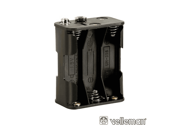 SUPORTE PARA 6 PILHAS AA COM TERMINAIS CLIP VELLEMAN 1