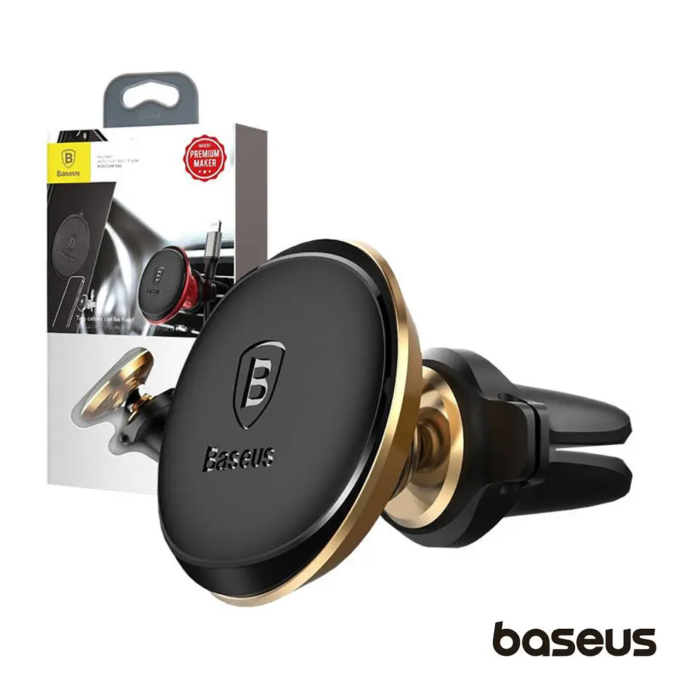 SUPORTE TELEMÓVEL MAGNÉTICO COM PORTA CABOS DOURADO BASEUS 1