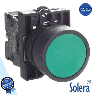 PULSADOR COM RETORNO 230V NF VERDE 6KV SOLERA