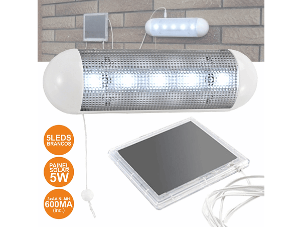 LANTERNA 5 LEDS COM PAINEL SOLAR E BATERIA 1