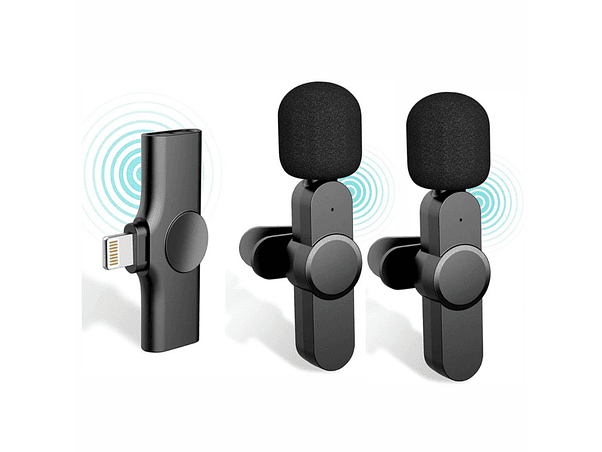 CONJUNTO 2 MICROFONES LAPELA SEM FIOS COM RECEPTOR LIGHTNING 1
