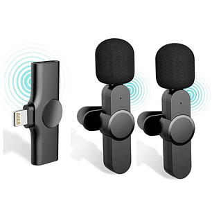 CONJUNTO 2 MICROFONES LAPELA SEM FIOS COM RECEPTOR LIGHTNING