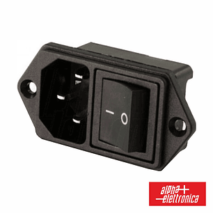 FICHA ALIMENTAÇÃO IEC C14 MACHO PAINEL COM INTERRUPTOR ALPHA