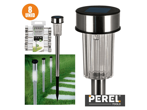 CANDEEIRO EXTERIOR SOLAR 1 LED JARDIM 8X PEREL 1