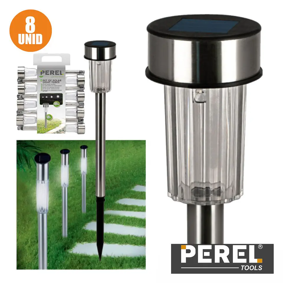 CANDEEIRO EXTERIOR SOLAR 1 LED JARDIM 8X PEREL 1