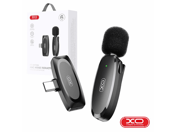 MICROFONE LAPELA SEM FIOS COM RECEPTOR USB-C XO 1