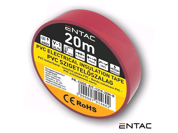 FITA ISOLADORA VERMELHO 20M ENTAC 1
