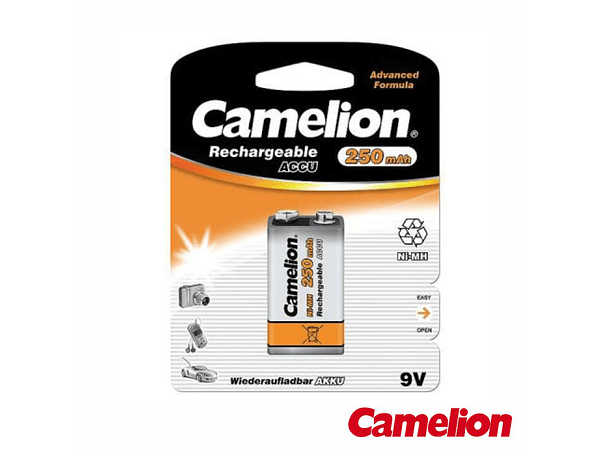 PILHA RECARREGÁVEL NI-MH 6HR61/HR6F22 9V 250MA CAMELION 1