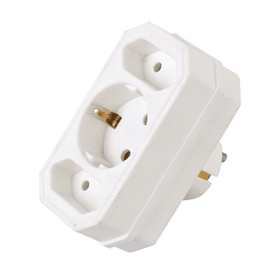 TOMADA ELÉTRICA COM 2 SAÍDAS PLANAS 1 SCHUKO BRANCO