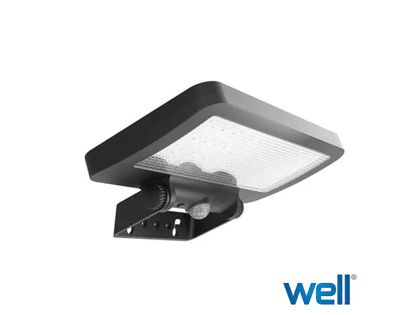 APLIQUE EXTERIOR SOLAR COM SENSOR 5W 500LM 6500K PRETO WELL 1