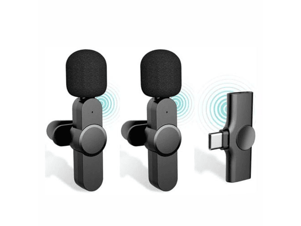 CONJUNTO 2 MICROFONES LAPELA SEM FIOS COM RECEPTOR USB-C 1
