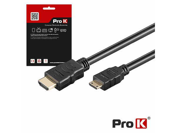 CABO HDMI DOURADO MACHO / MINI HDMI MACHO PRETO 1.5M PROK 1