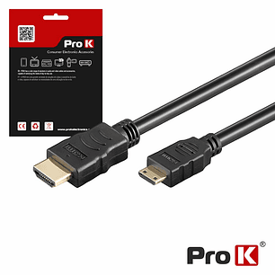 CABO HDMI DOURADO MACHO / MINI HDMI MACHO PRETO 1.5M PROK