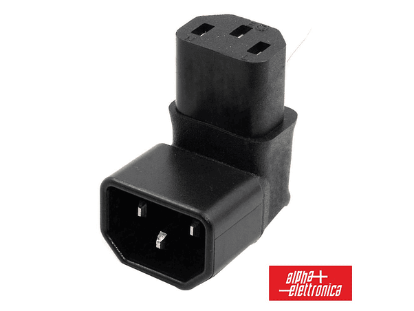 FICHA ALIMENTAÇÃO IEC C13 FÊMEA PARA IEC C14 MACHO 90º 1