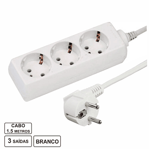 TOMADA ELÉTRICA COM 3 SAÍDAS 1.5M BRANCO