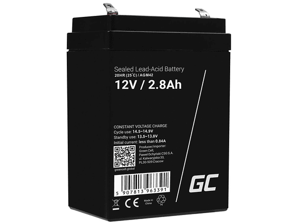BATERIA CHUMBO GEL AGM 12V 2.8A GREEN CELL 1