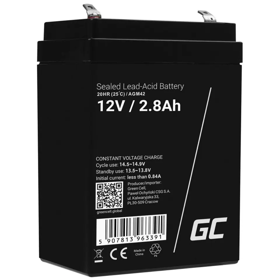 BATERIA CHUMBO GEL AGM 12V 2.8A GREEN CELL 1