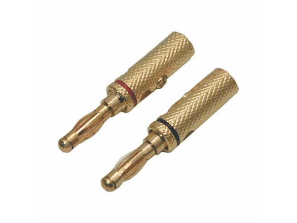 FICHA BANANA 4MM DOURADA PAR PRETA VERMELHA 1