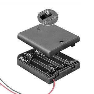 SUPORTE PARA 4 PILHAS AAA COM TAMPA E INTERRUPTOR