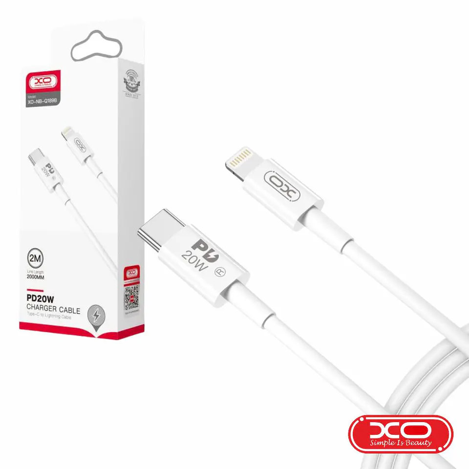 CABO USB-C MACHO / LIGHTNING MACHO 2M PD 20W XO 1