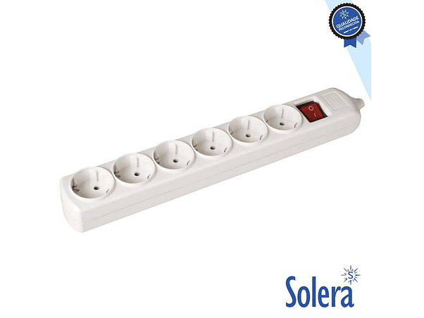 TOMADA ELÉTRICA COM 6 SAÍDAS SCHUKO INTERRUPTOR SOLERA 1