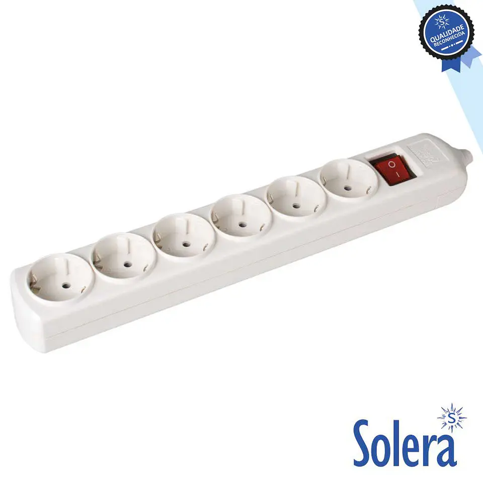 TOMADA ELÉTRICA COM 6 SAÍDAS SCHUKO INTERRUPTOR SOLERA 1
